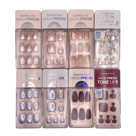 Dashing Diva Magic Press - Lot of 4 Matching Mani and Pedi Sets.